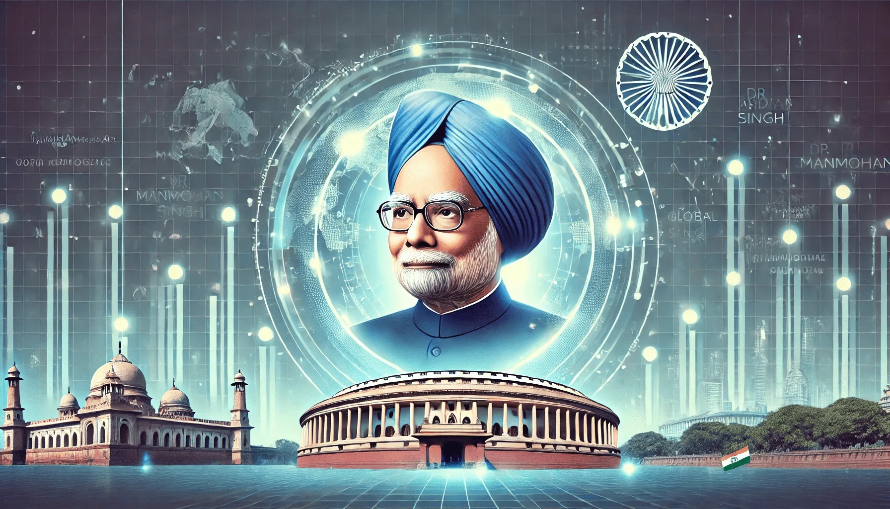 a man in a blue turban and glasses Manmohan Singh