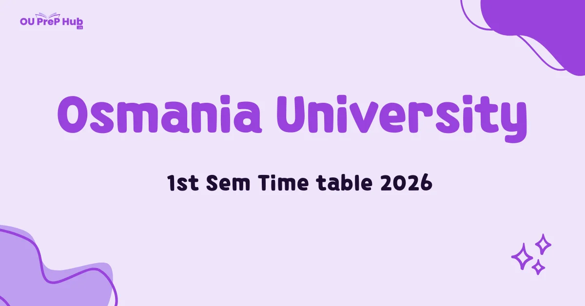 Osmania University 1st Semester Examination Timetable January 2026 for BA BSc BCom BBA BSW courses